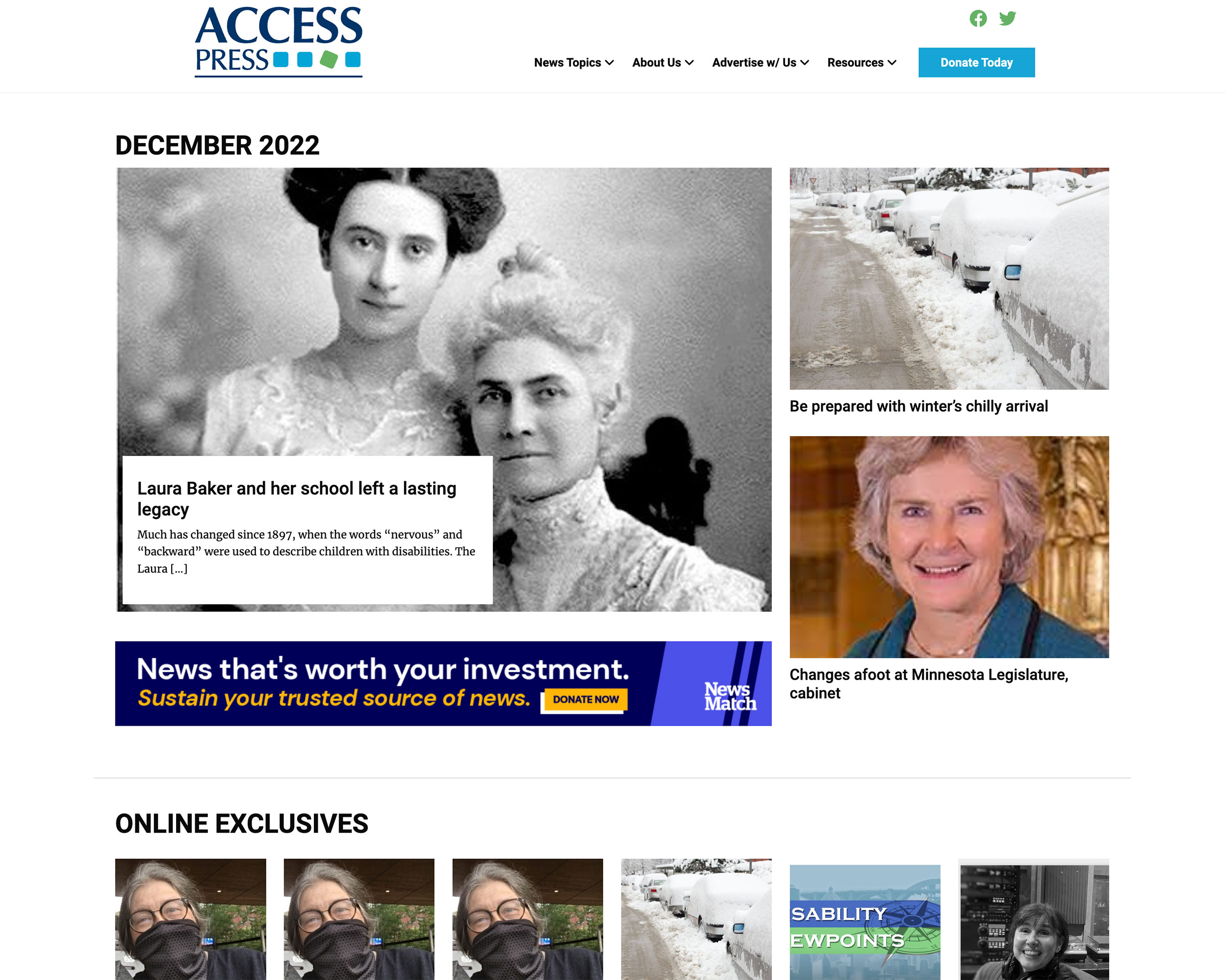 A screenshot of the Access Press website in a desktop browser