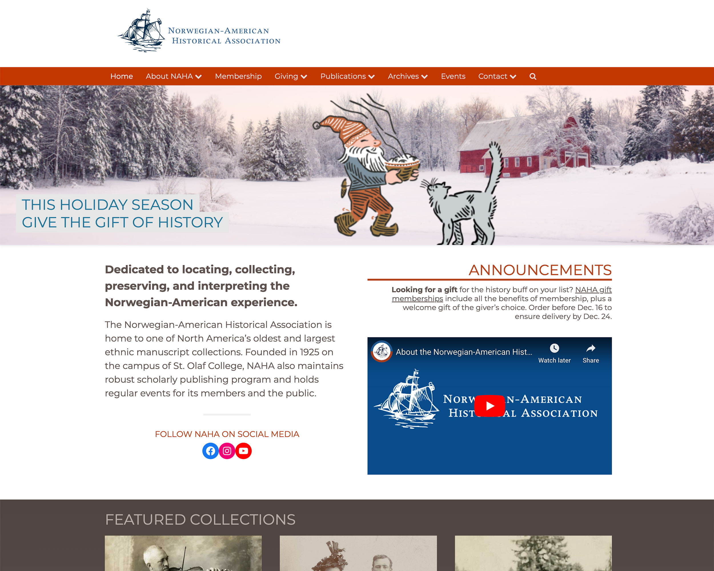 A screenshot of the NAHA site as seen in a desktop browser