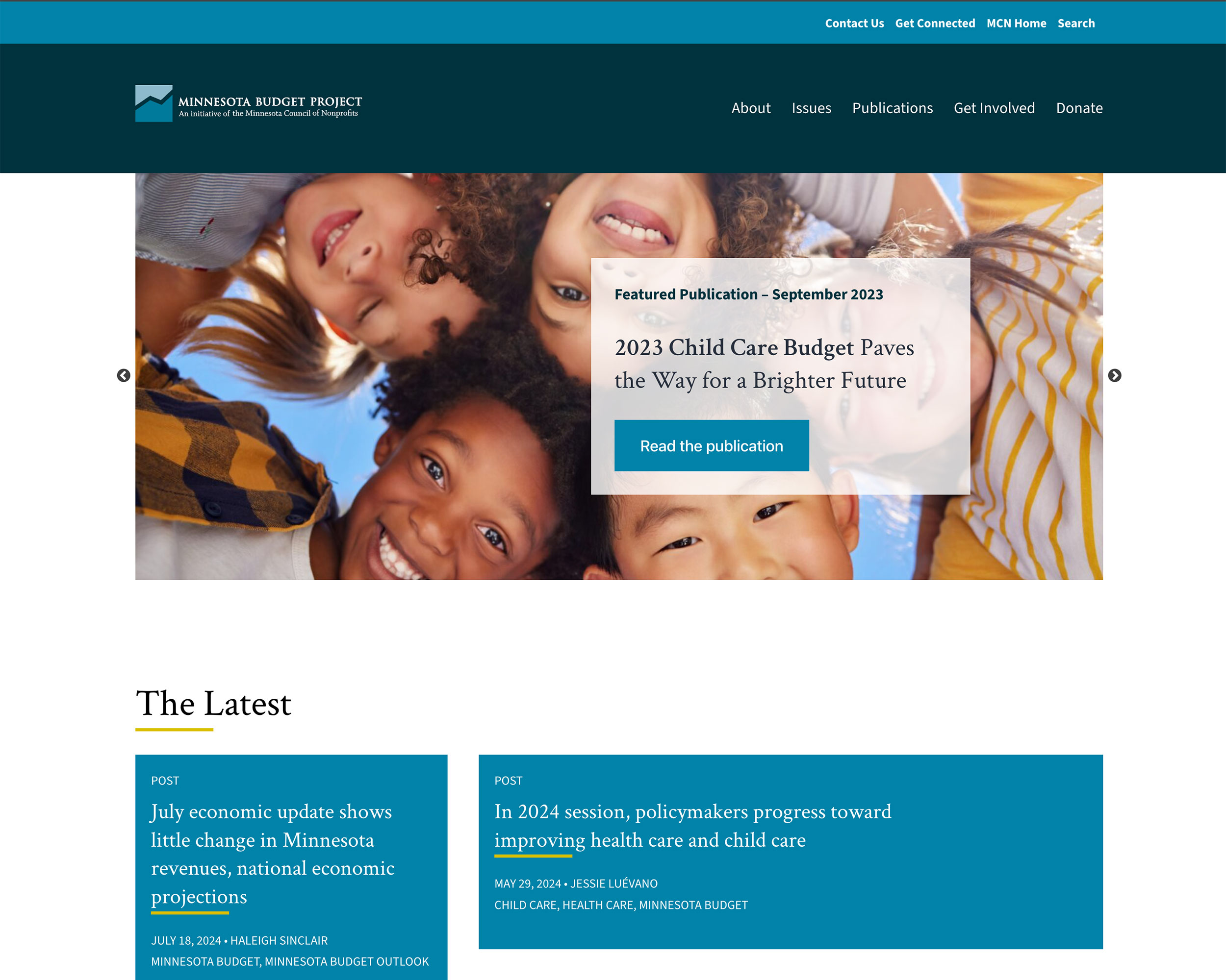 A screenshot of the Minnesota Budget Project site as seen on desktop